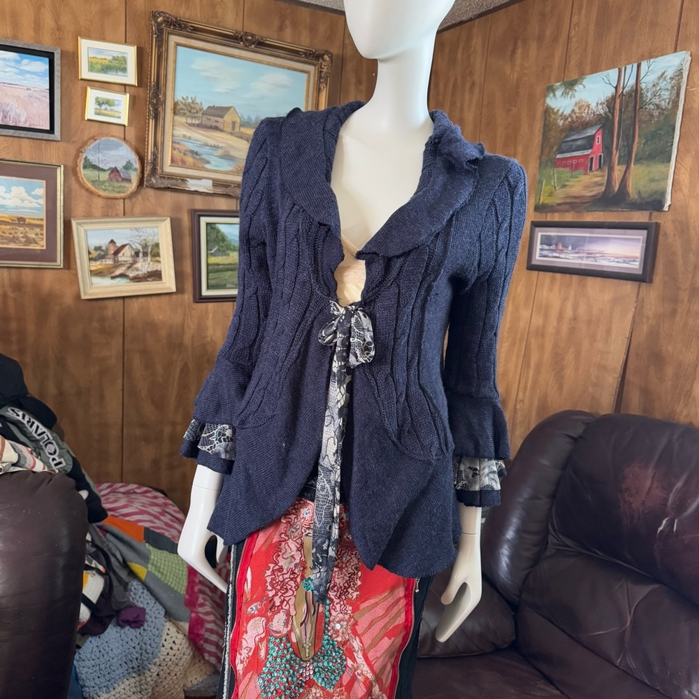 New With Tags Dolcezza Ruffle Boho Sweater